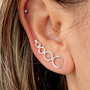 Sterling Silver Circle Stack Ear Climber